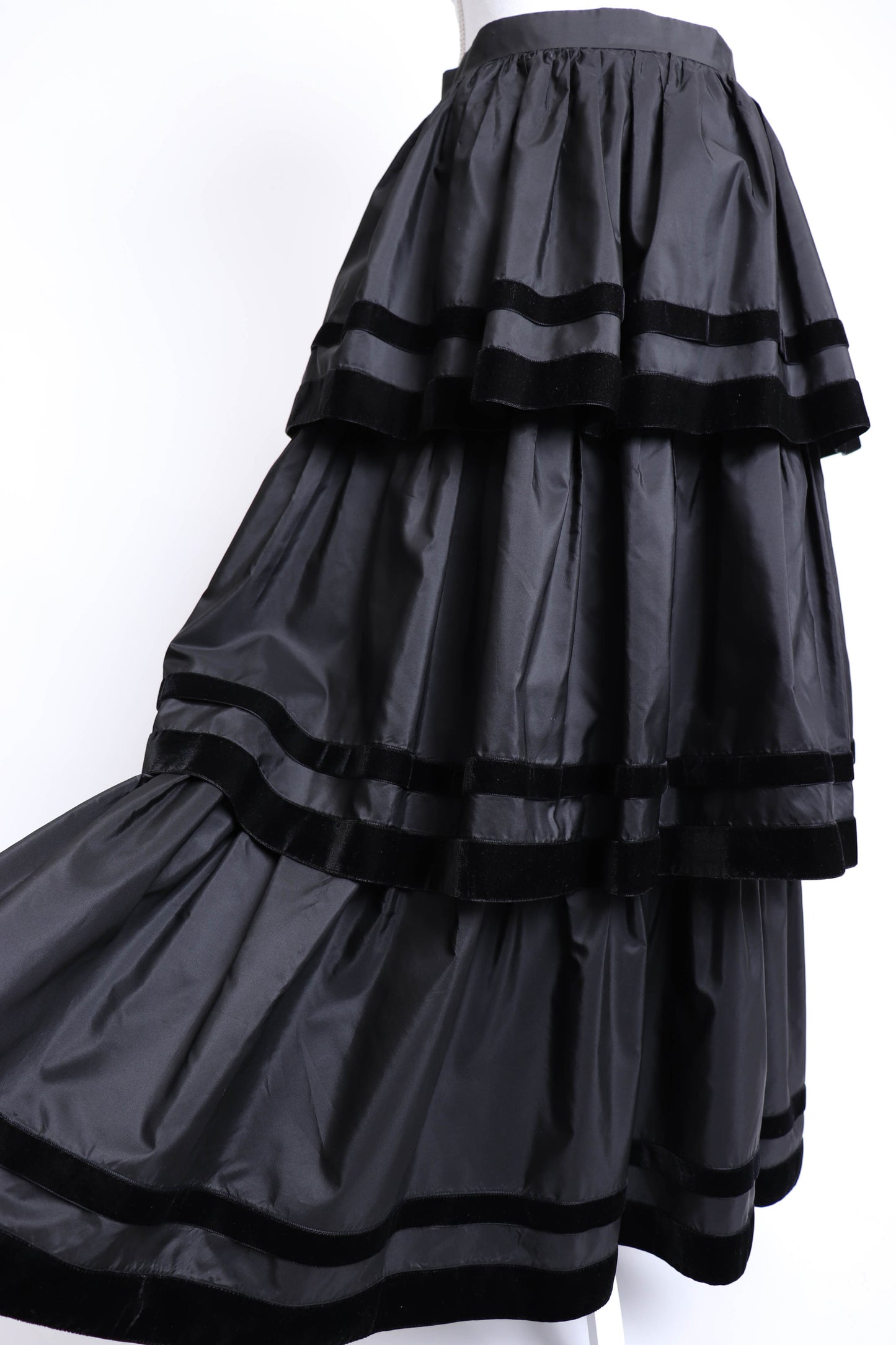 80's Ted Lapidus Black Tiered Cocktail Skirt S