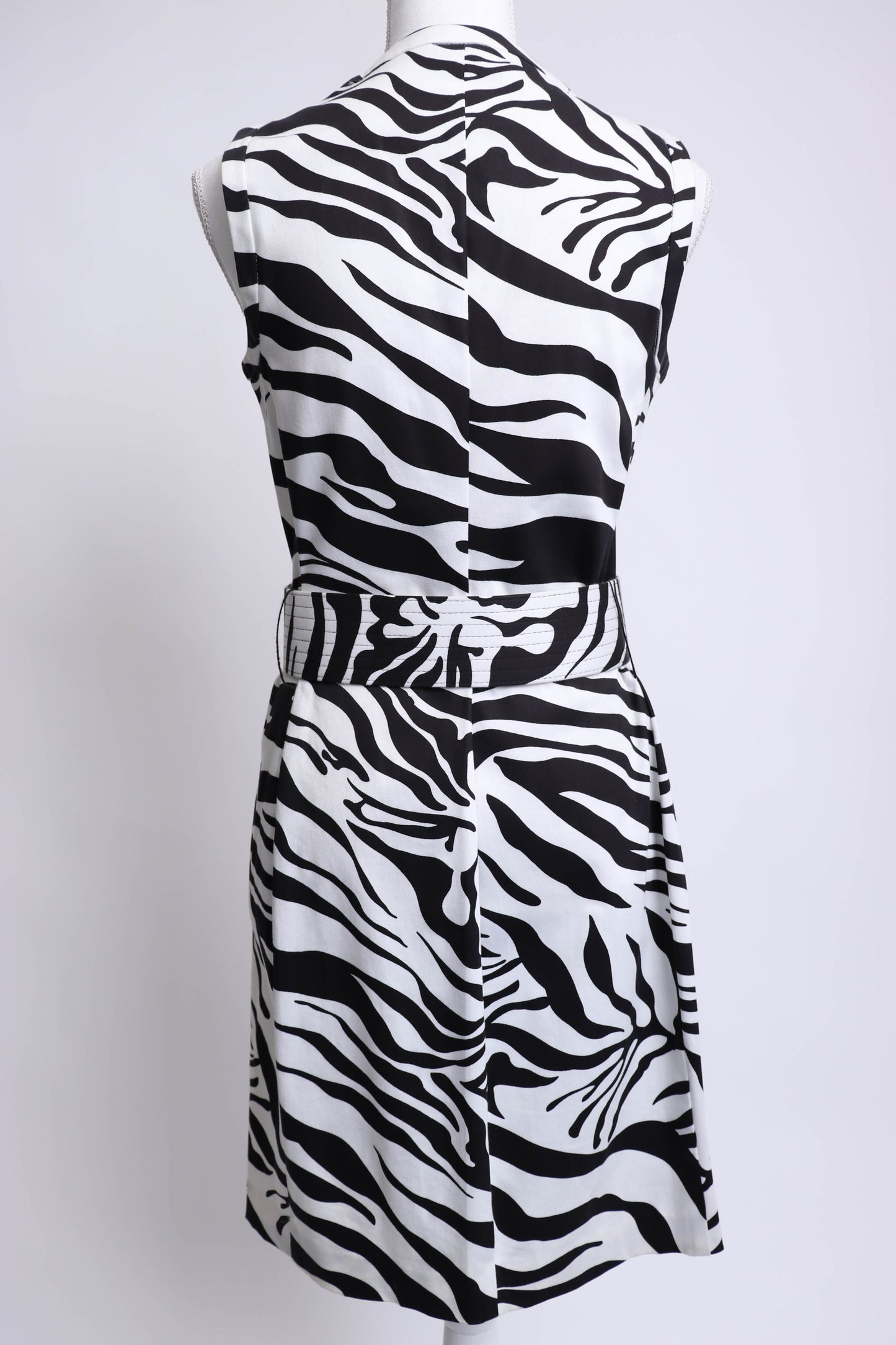 80's Black and White Zebra Print Sleeveless Dress S/M