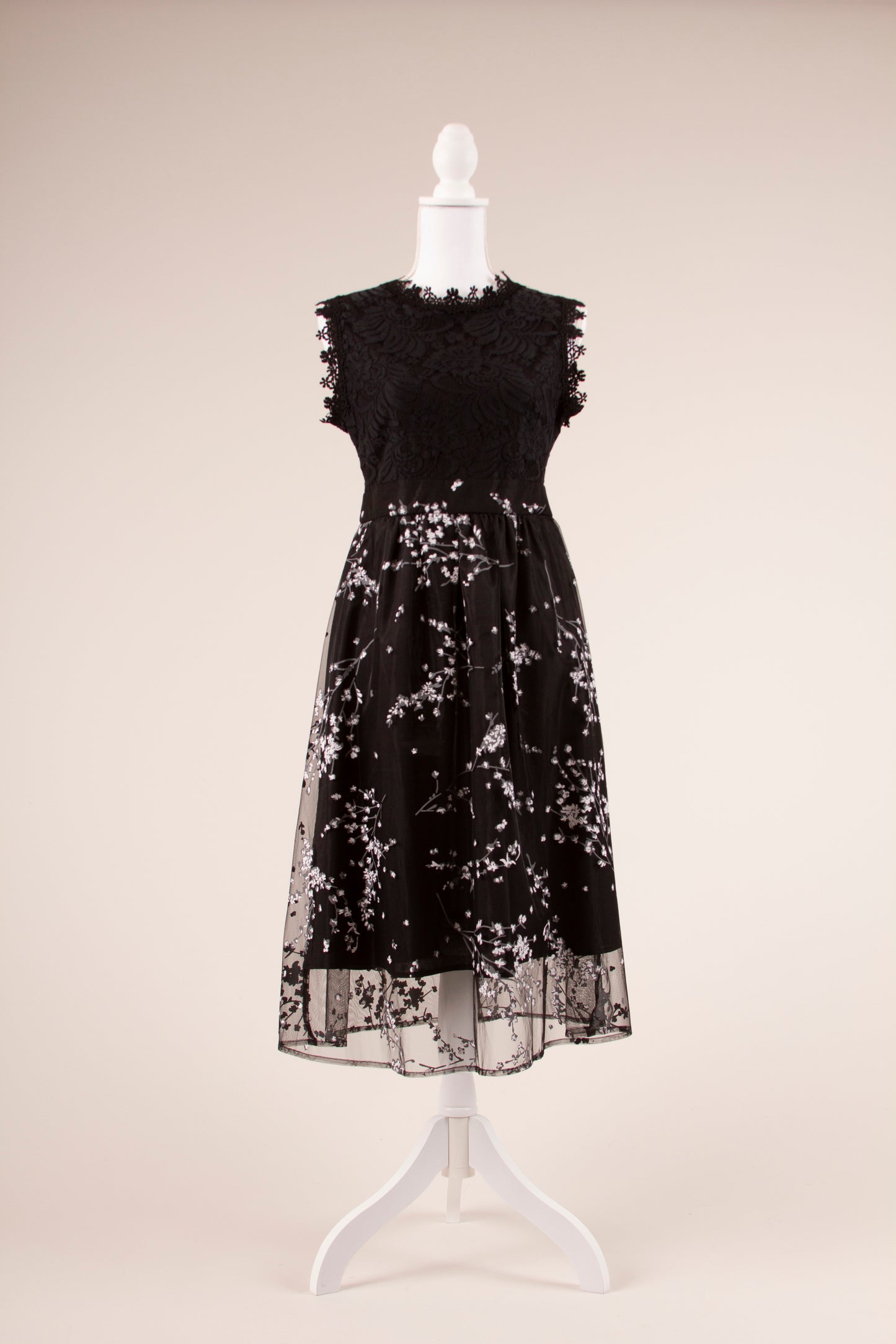 90's Lace and Painted Tulle Dress S