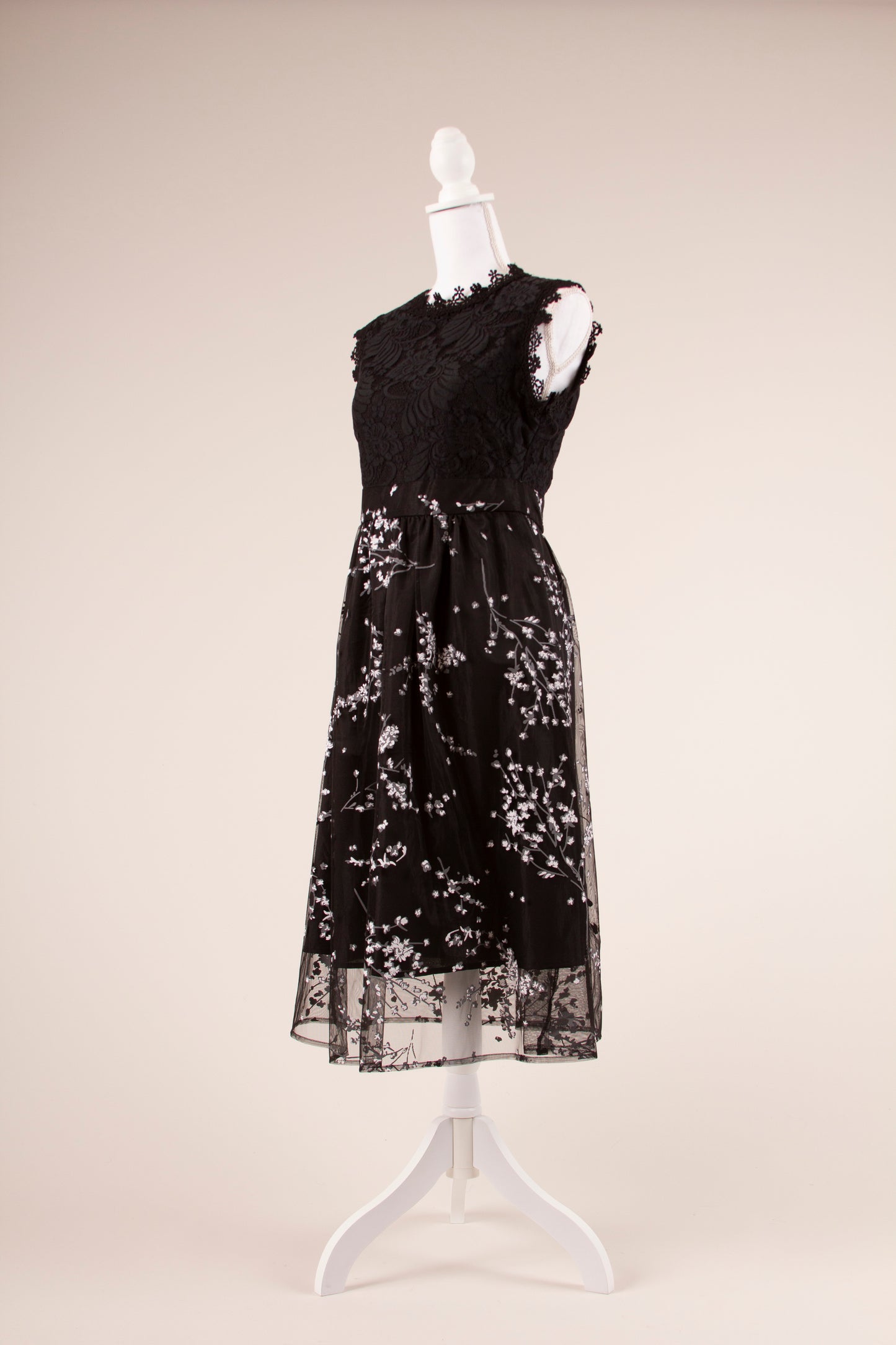 90's Lace and Painted Tulle Dress S