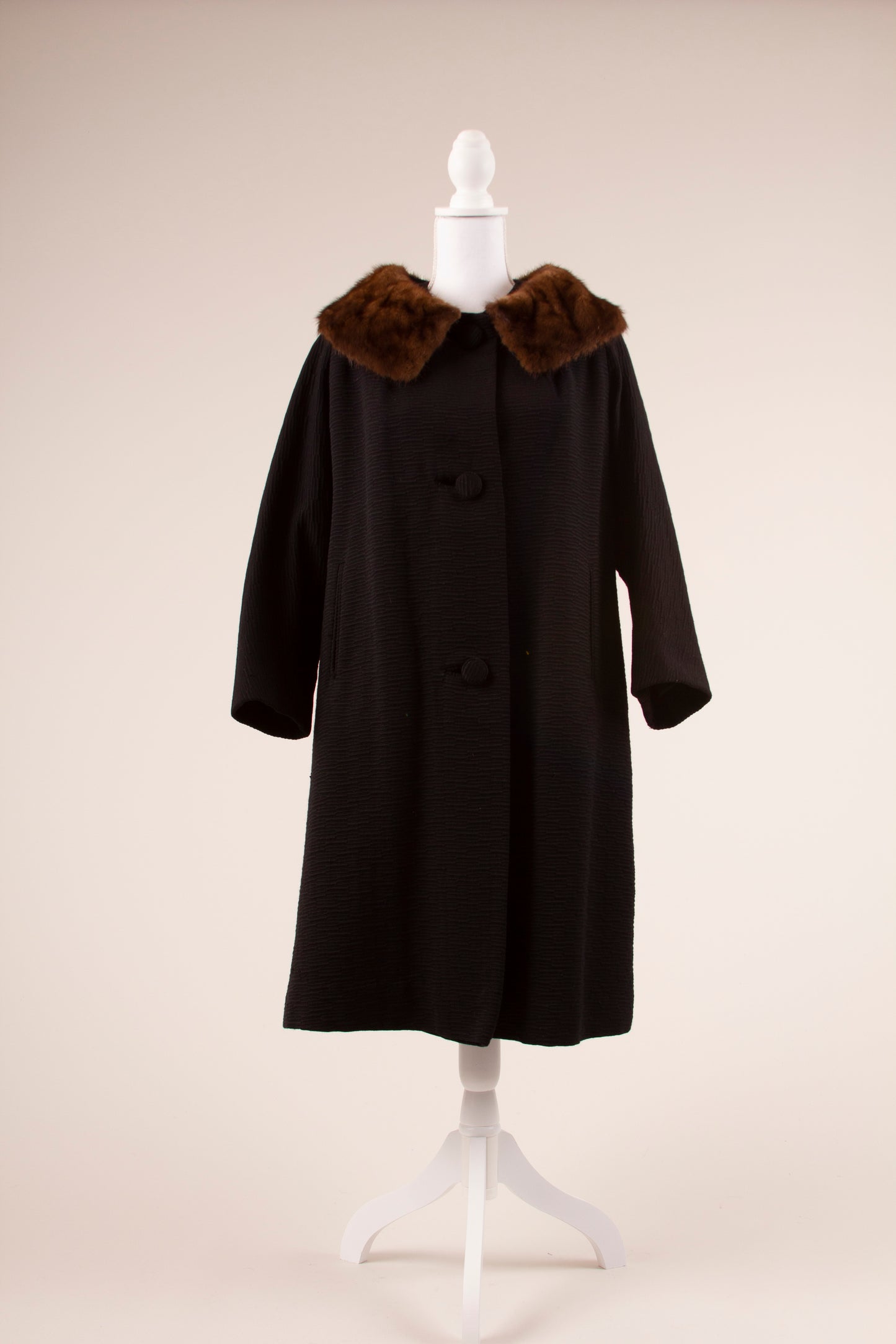 50's Maison De Couture Coat with Mink Collar M/L