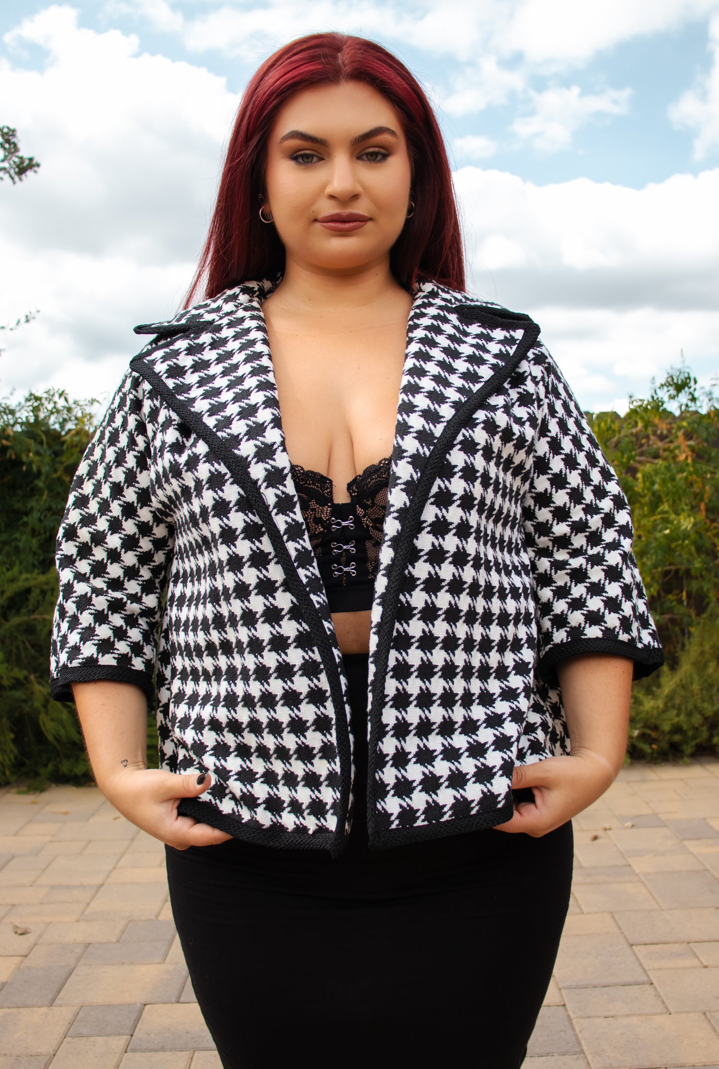 60's Houndstooth Short Jacket L/XL