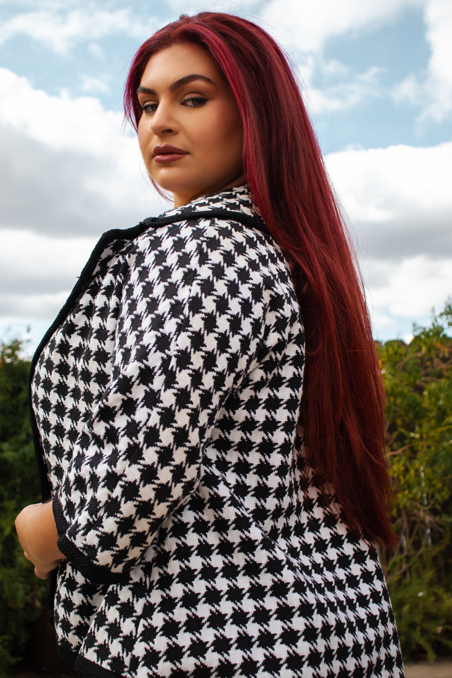 60's Houndstooth Short Jacket L/XL