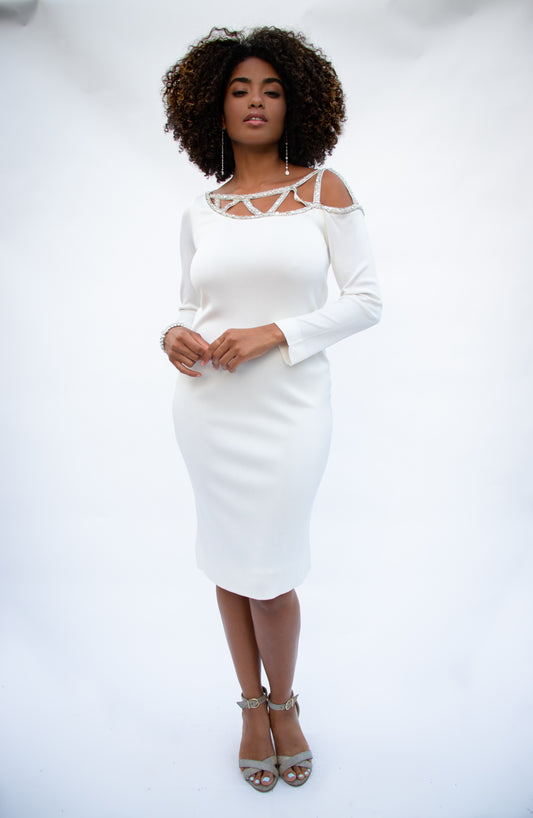 80's Bob Mackie White Dress S/M