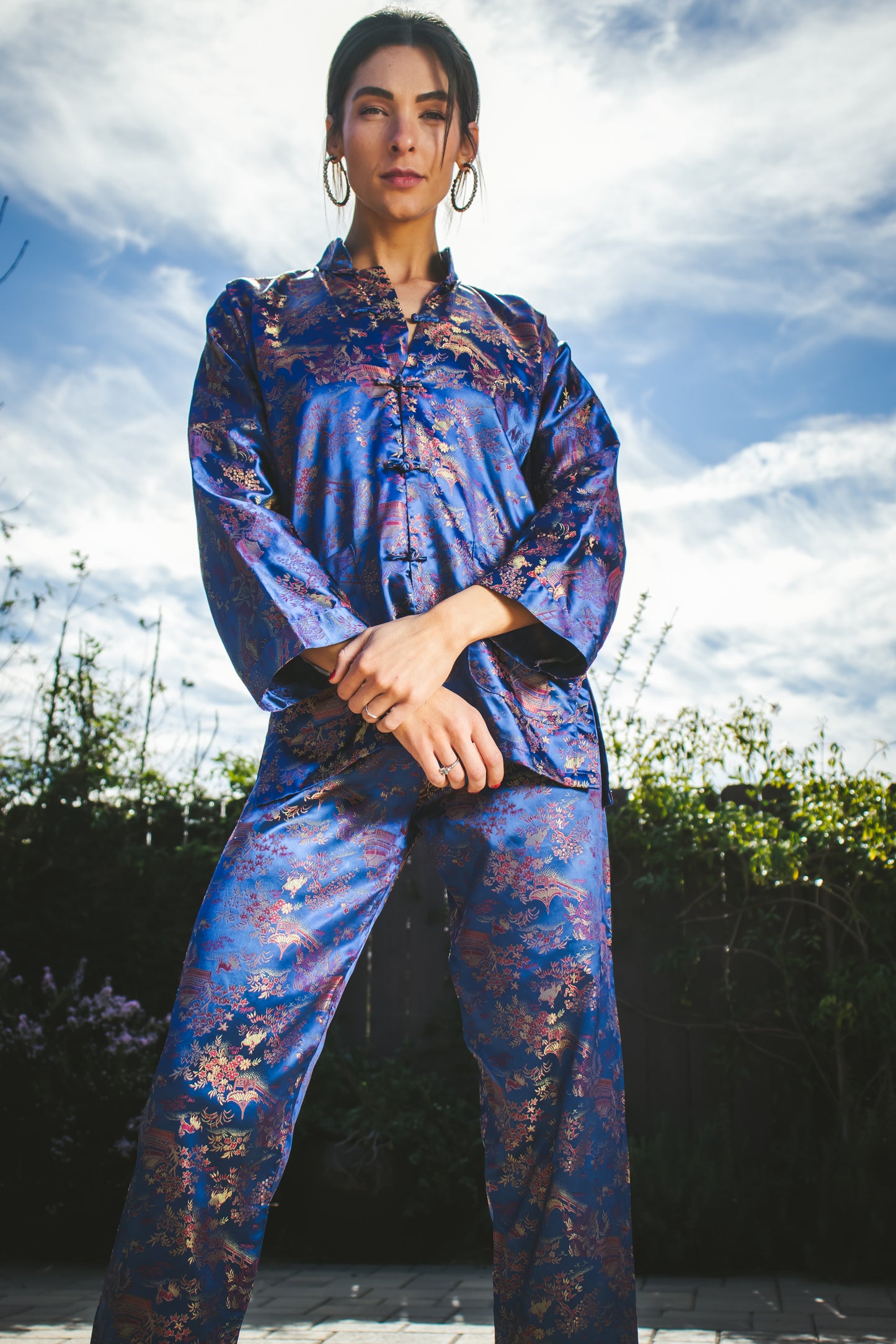 70's Chinese Silk Pajamas M