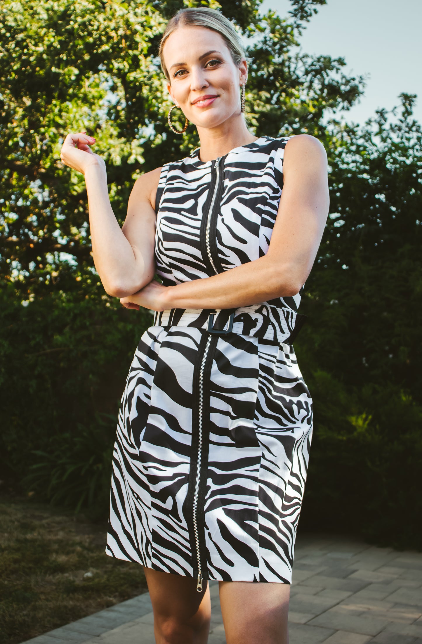 80's Black and White Zebra Print Sleeveless Dress S/M