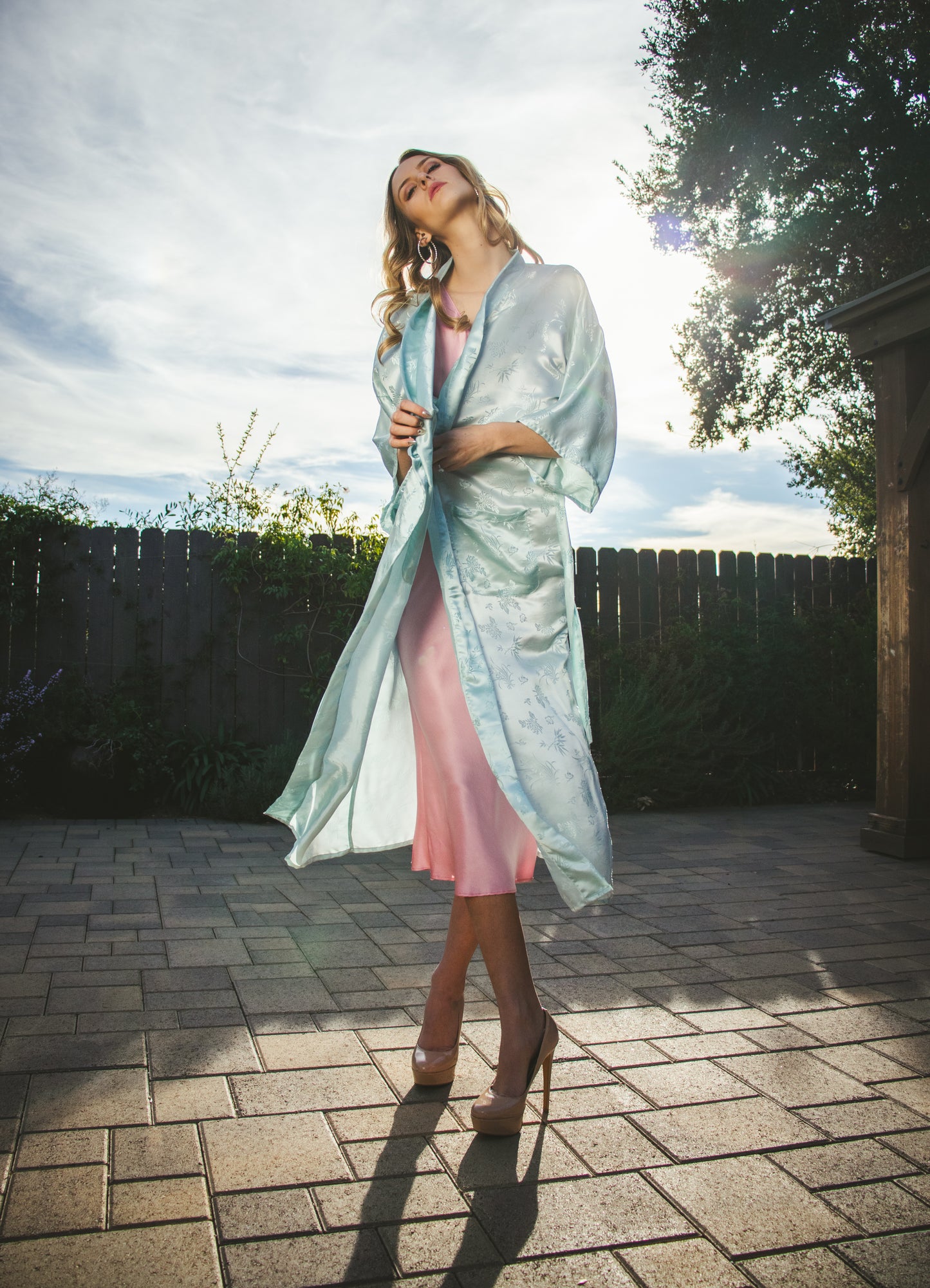 90's Silk Kimono Style Robe/Duster M