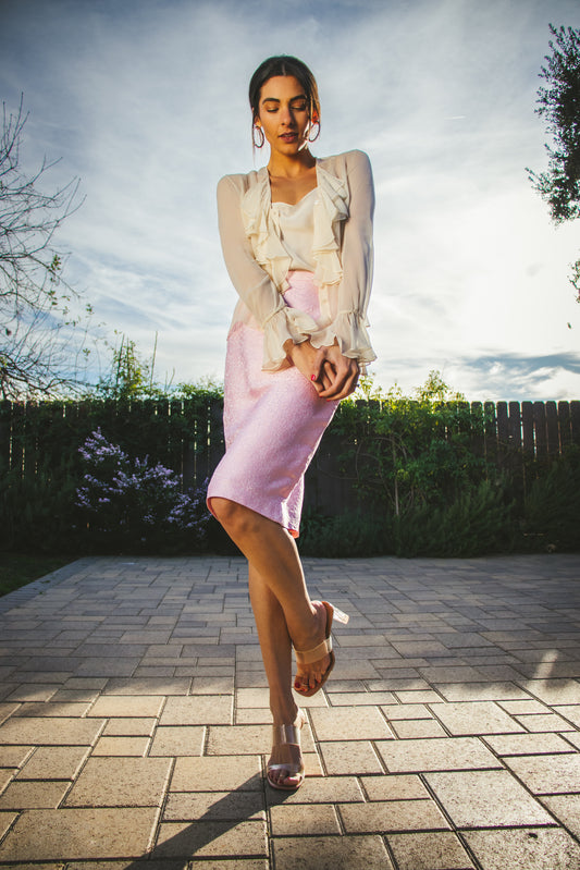 90's Pink Silk Skirt S