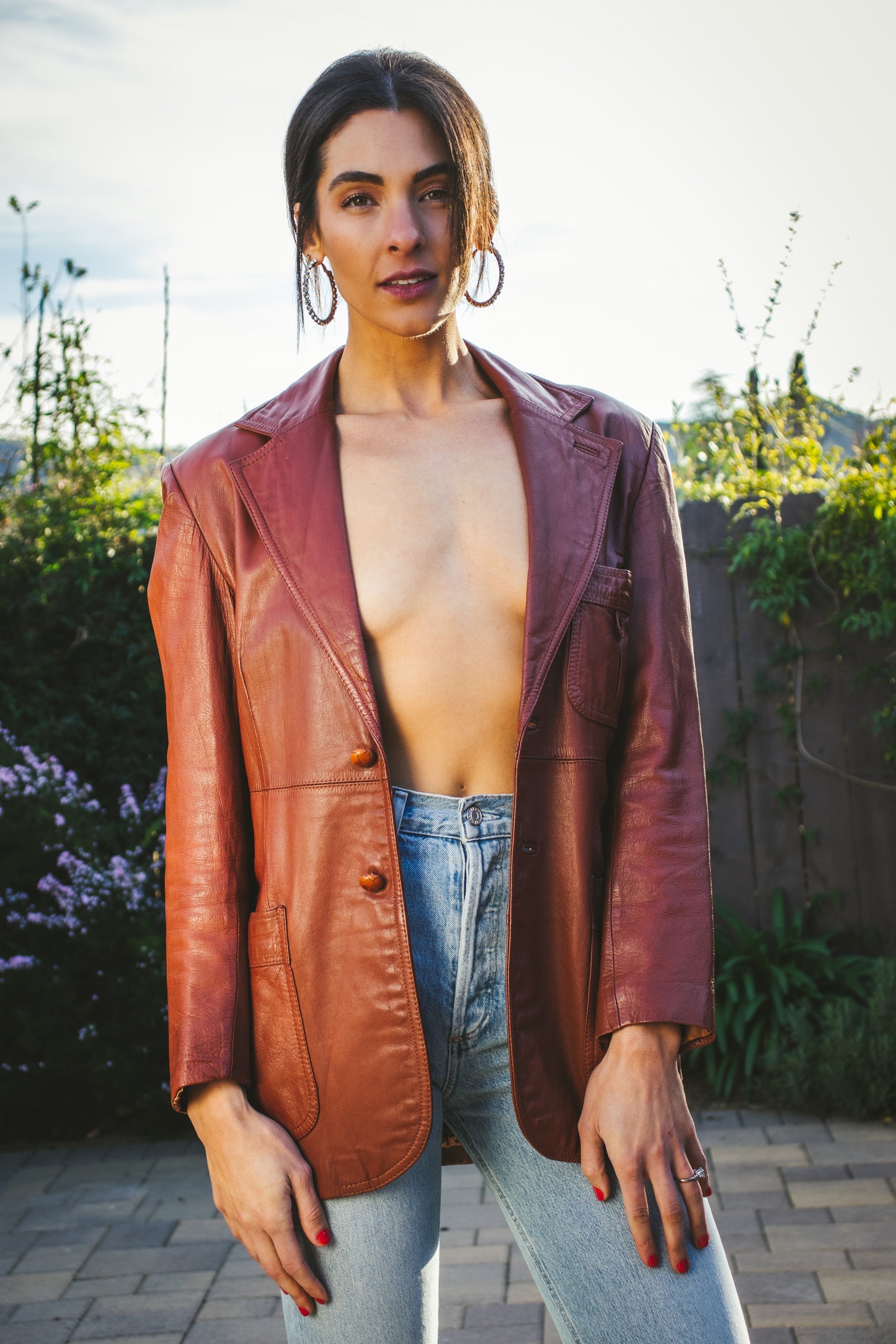 80's Brown Leather Jacket M