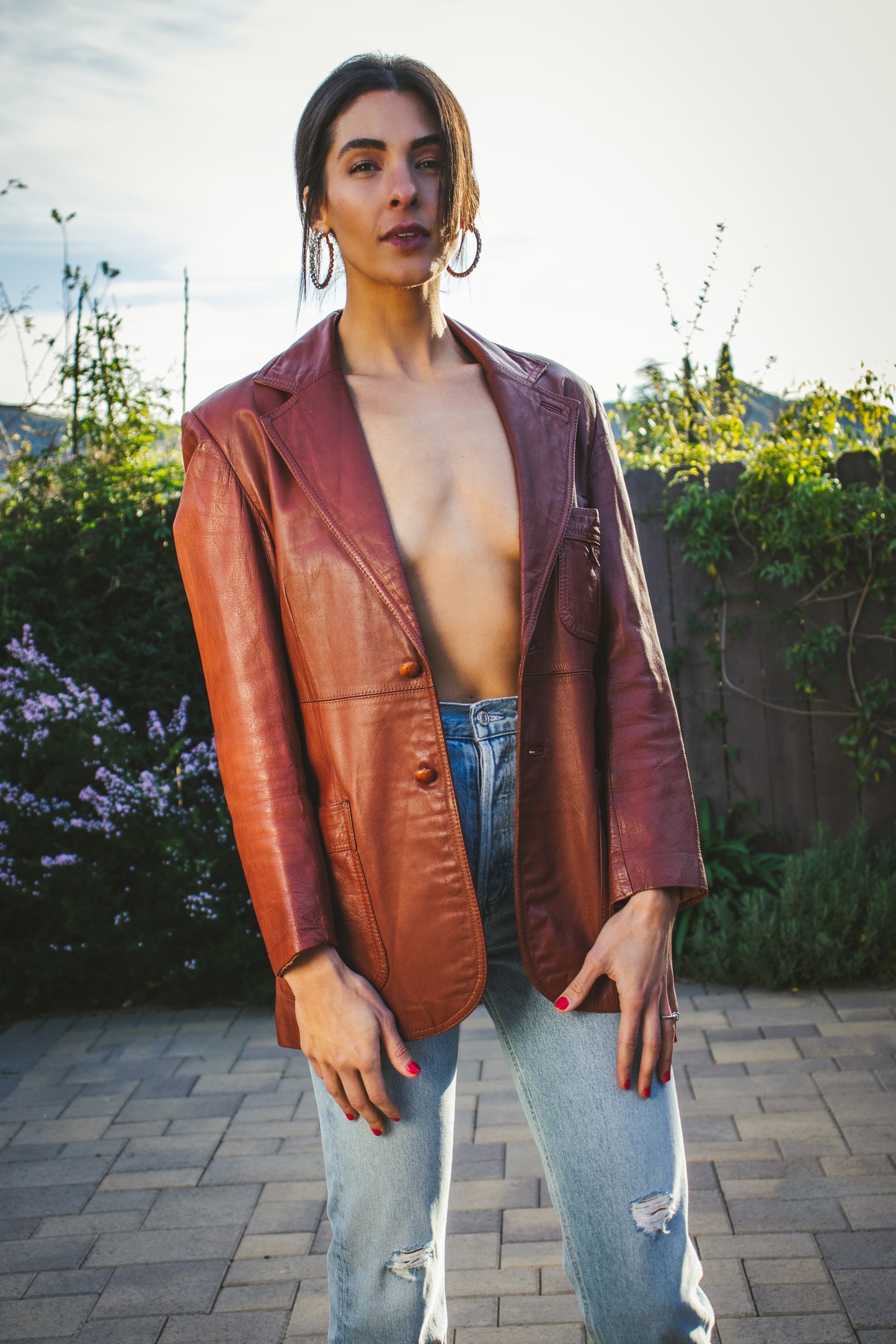 80's Brown Leather Jacket M