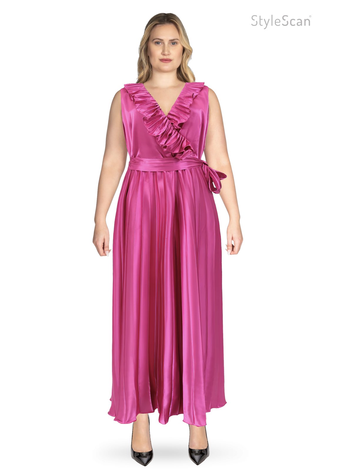 70's Fuchsia Satin Dress L/XL