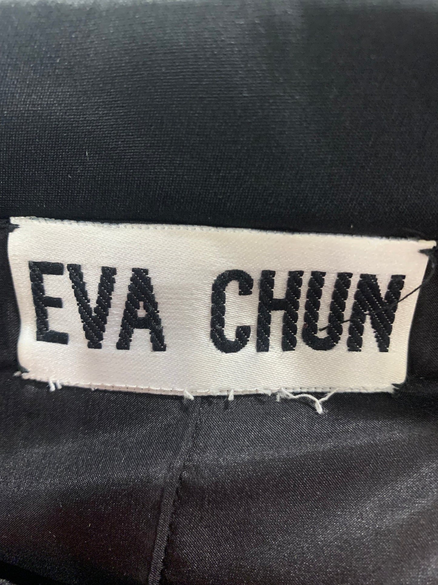 80's Eva Chun Black and Snakeskin Skirt Suit M/L
