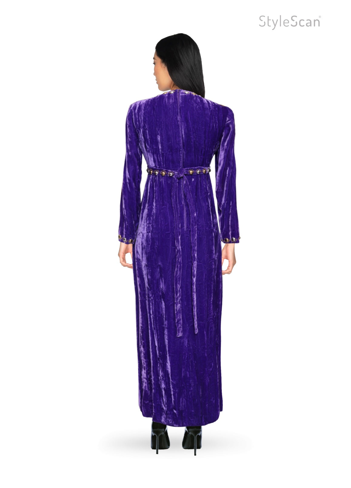 70's Purple Velvet Maxi Dress S/M