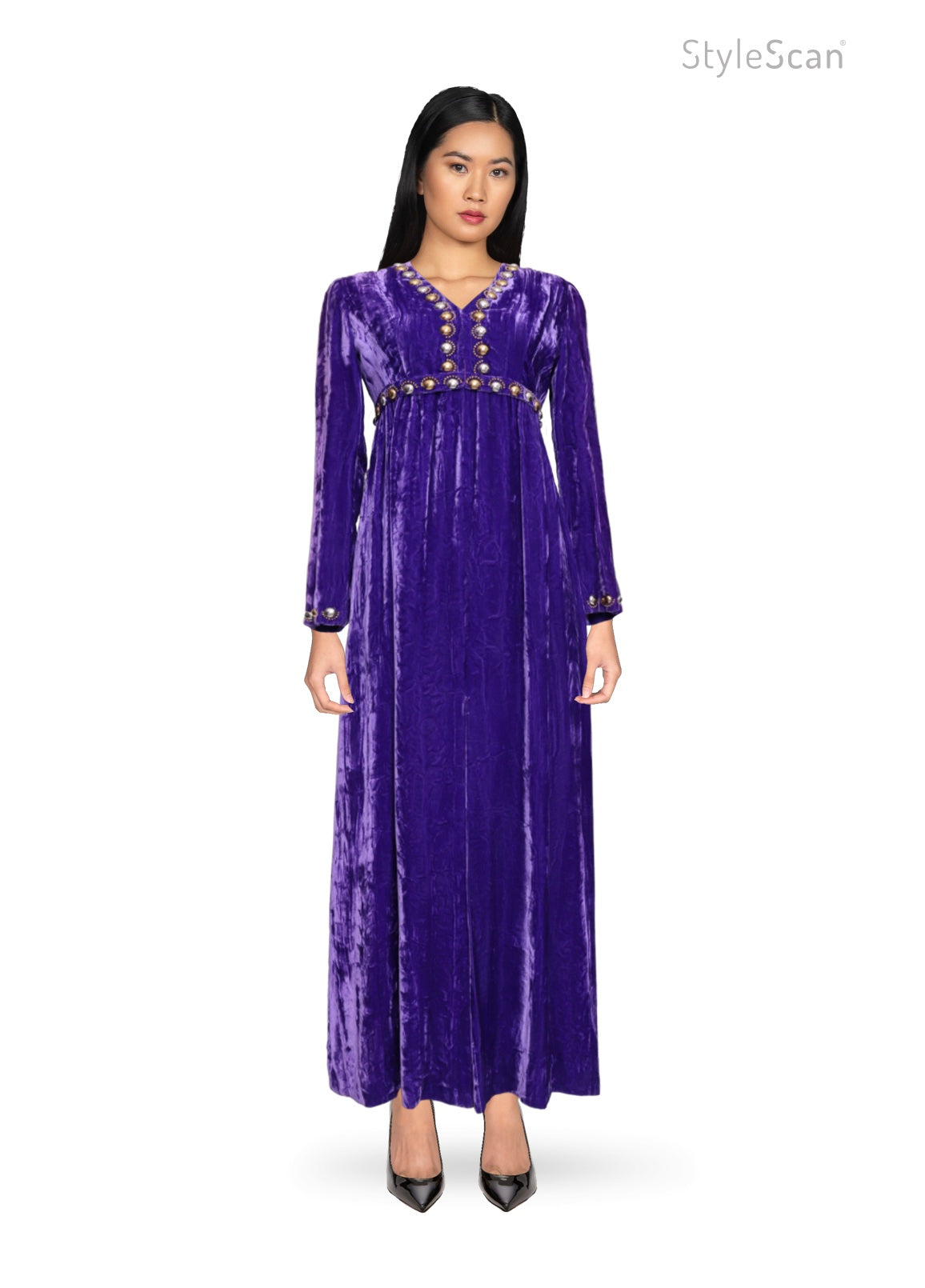 70's Purple Velvet Maxi Dress S/M